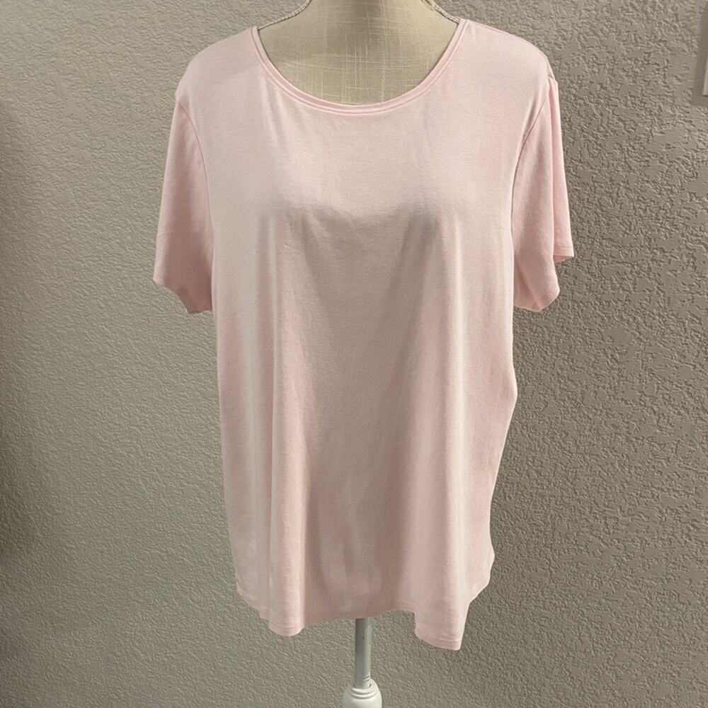 Croft & Barrow The Classic Tee 100% Cotton T-Shirt Light Pink Womens Top XXL 2XL
